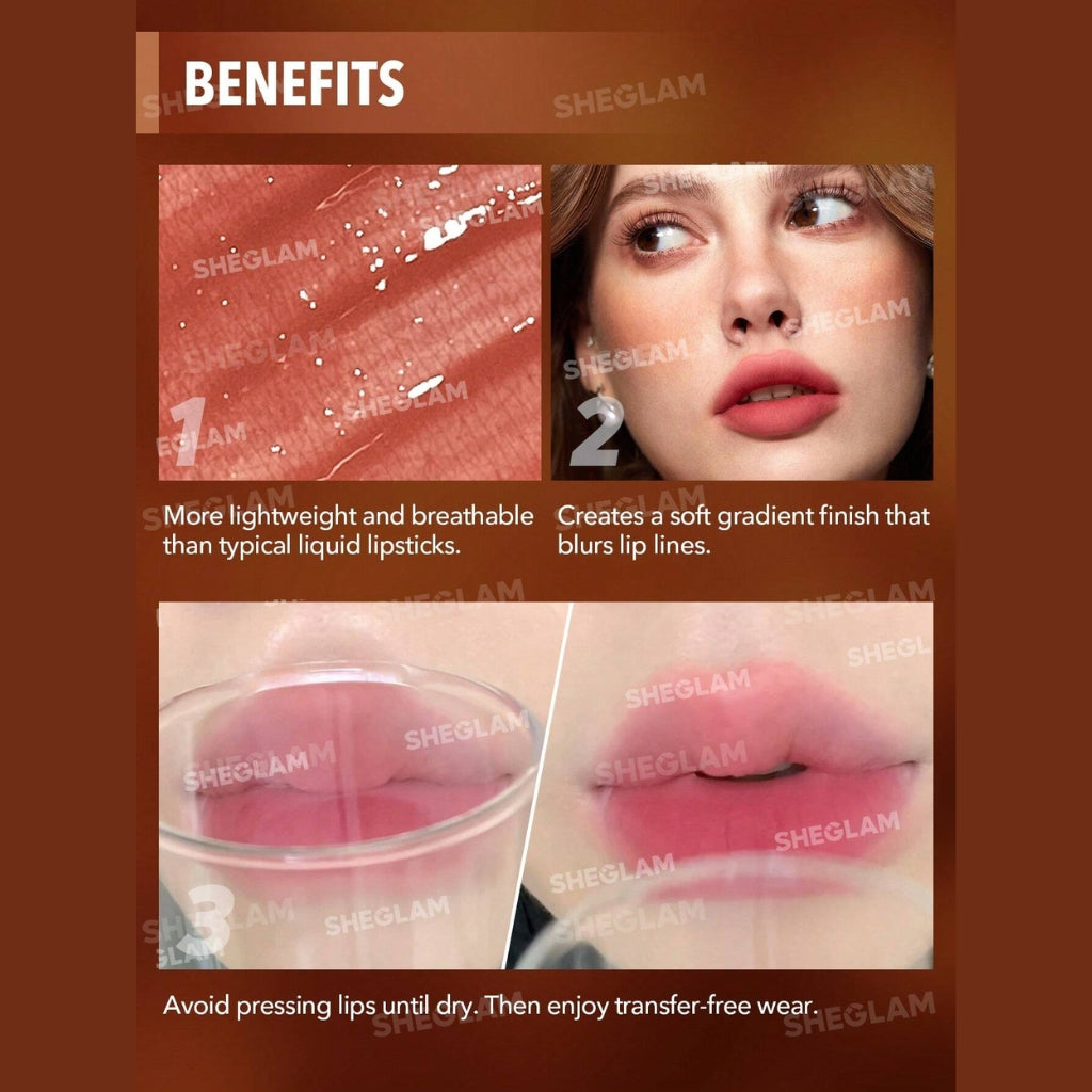 SHEGLAM Soft Haze Lip Blur lip tint in Think Twice shade with soft matte blurring finish
