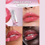 SHEGLAM Glass Lock Air Gloss – Make It Pop, vibrant pink high-shine lip gloss in a sleek tube with mirror-like finish on a clean background.
