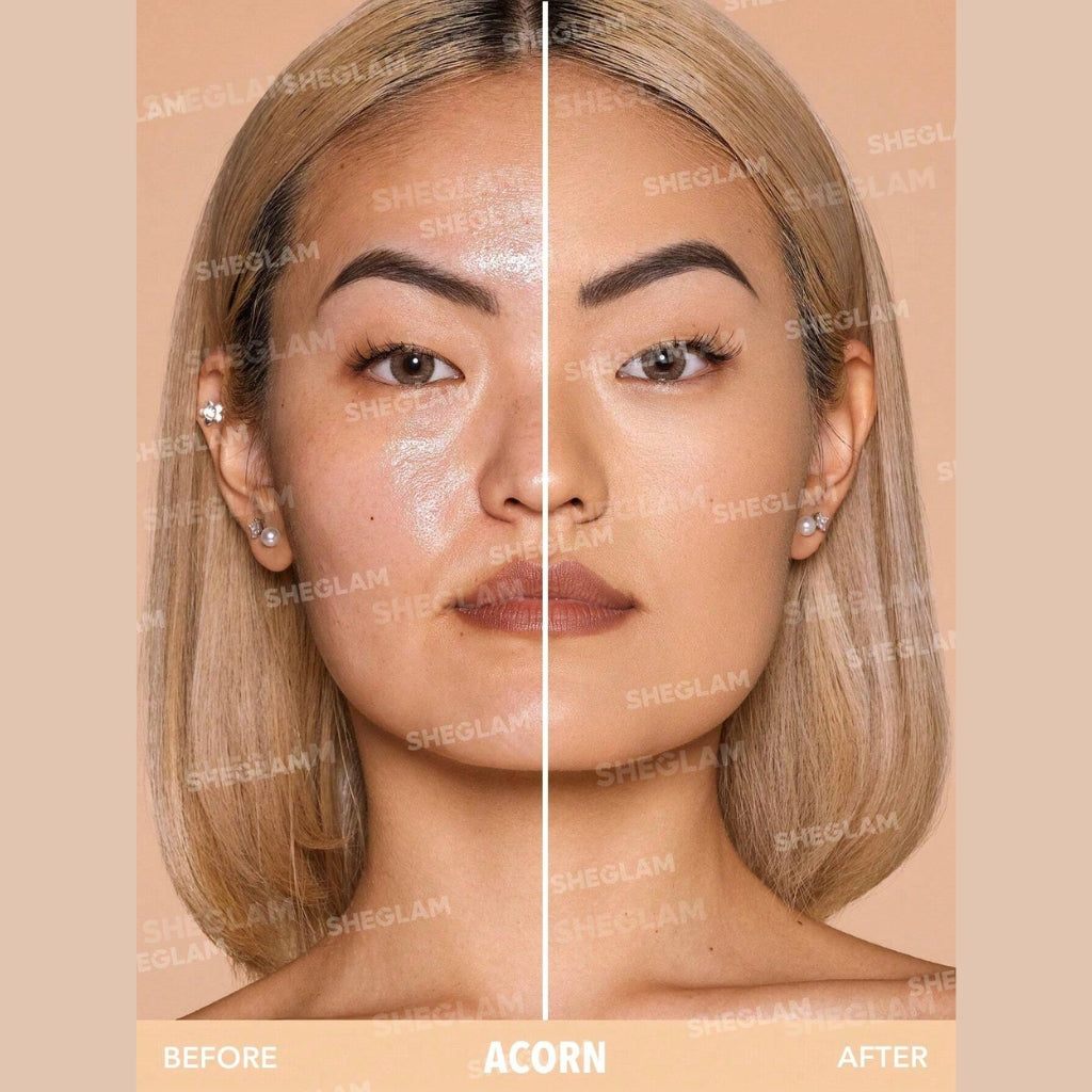 SHEGLAM Skin-Focus High Coverage Powder Foundation Acorn talc-free oil-control face powder
