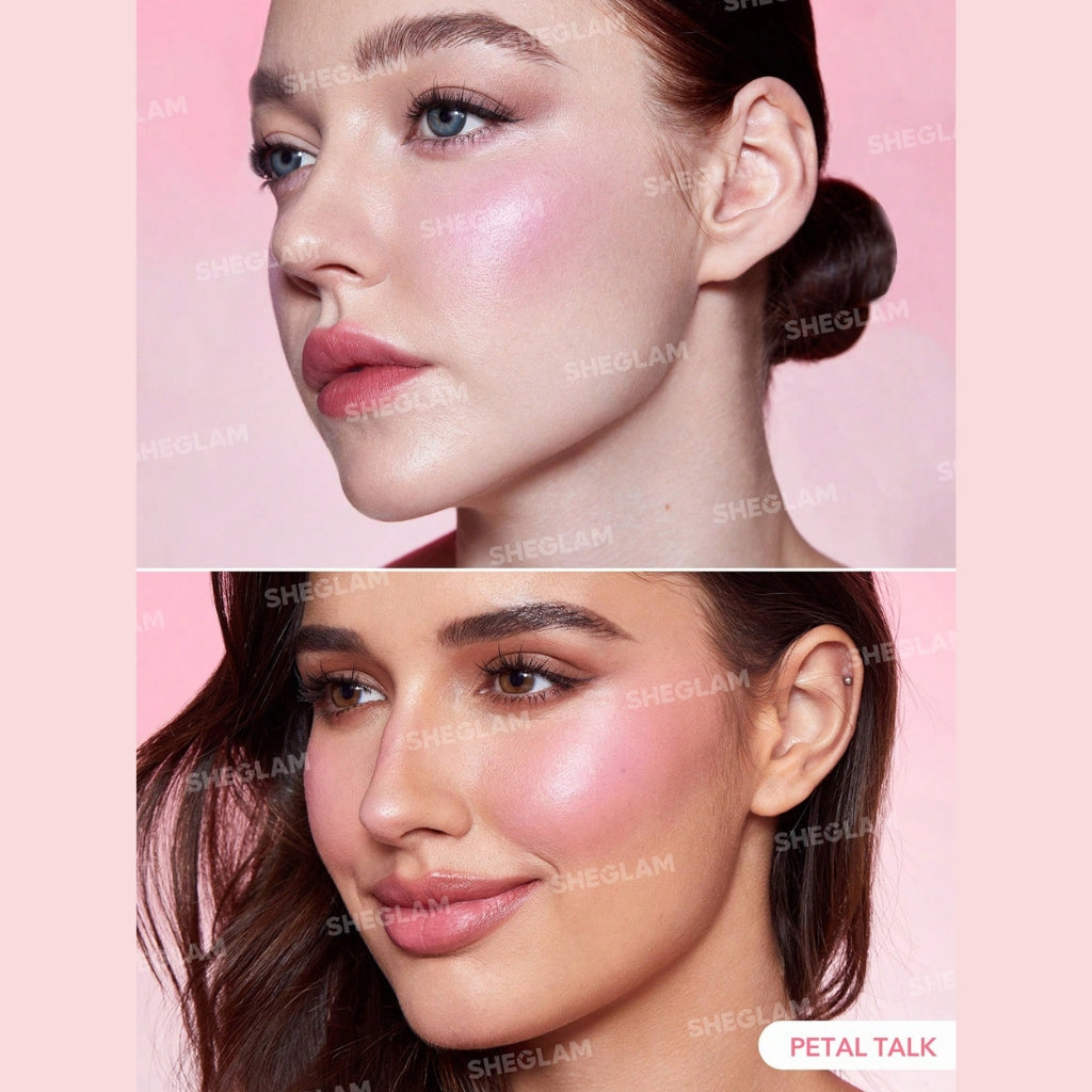 SHEGLAM Color Bloom Liquid Blush in Petal Talk with sponge-tip applicator for buildable cheek color.
