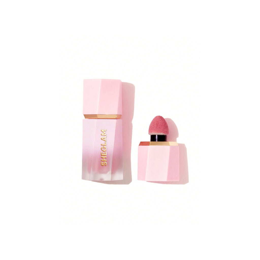SHEGLAM Color Bloom Liquid Blush Matte Finish in Love Cake with sponge-tip applicator for buildable cheek color.
