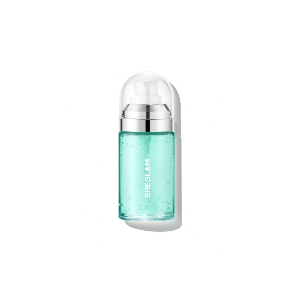 SHEGLAM Good Grip Hydrating Prime & Set Spray, yellow hydrating jelly-like makeup primer and setting mist in a sleek bottle on a clean background.
