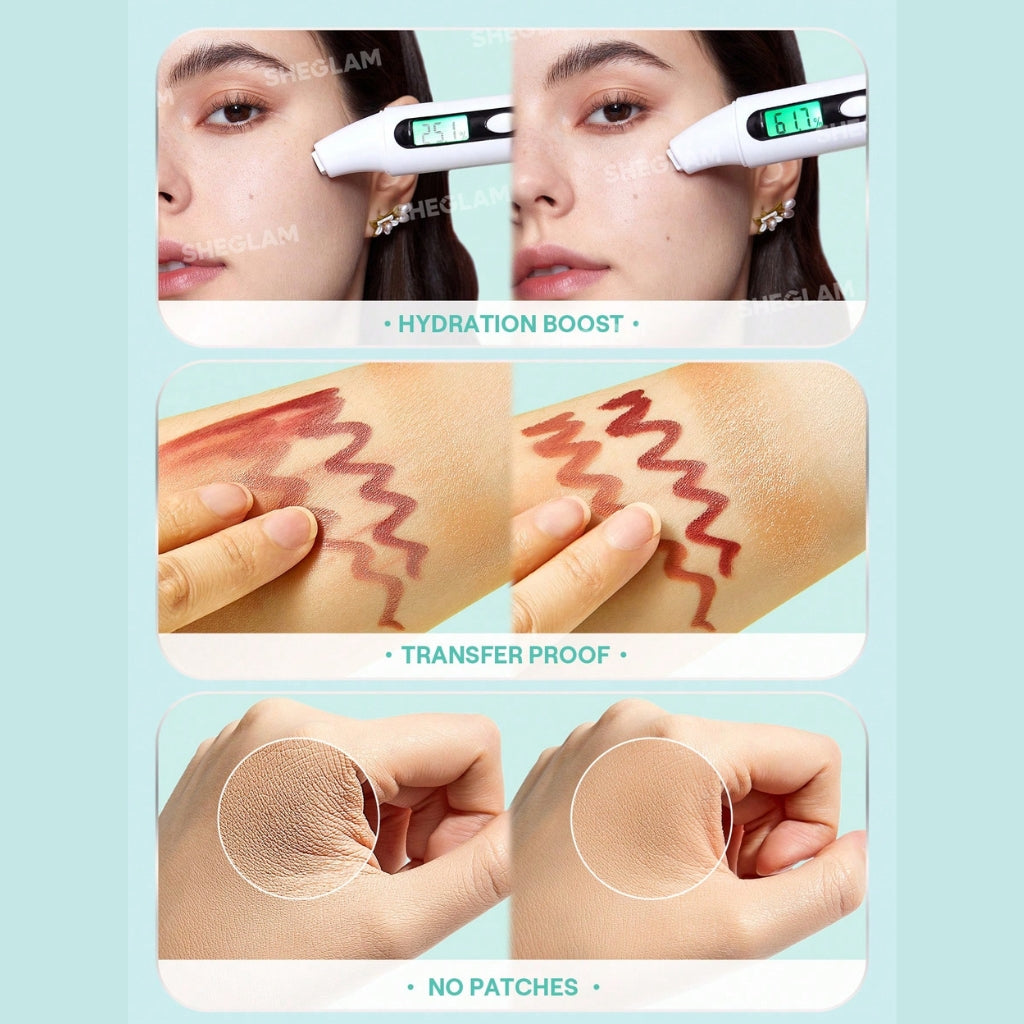 SHEGLAM Good Grip Hydrating Prime & Set Spray, yellow hydrating jelly-like makeup primer and setting mist in a sleek bottle on a clean background.
