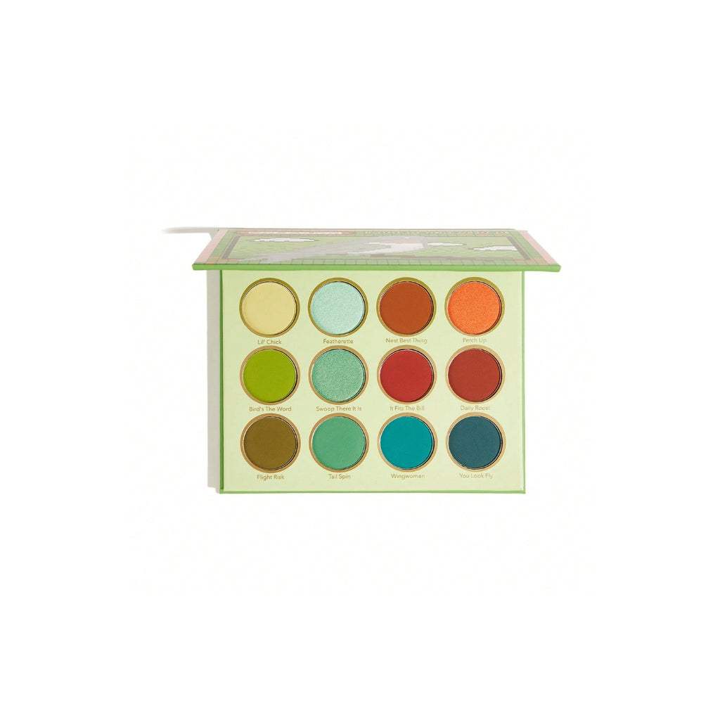 SHEGLAM Forever Feather Eyeshadow Palette with 12 hummingbird-inspired green, blue and warm matte and shimmer shades.
