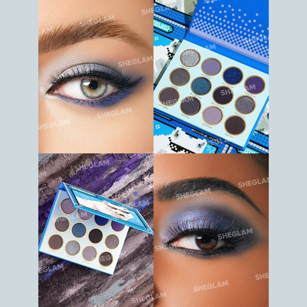 SHEGLAM Wolf Calls Eyeshadow Palette with 12 cool blue and grey matte and shimmer shades inspired by the Arctic Wolf.
