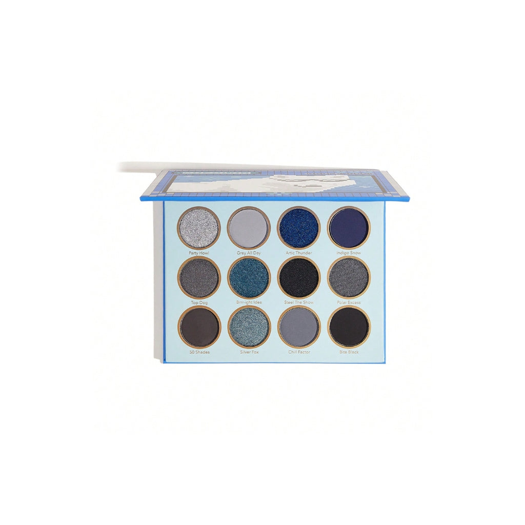 SHEGLAM Wolf Calls Eyeshadow Palette with 12 cool blue and grey matte and shimmer shades inspired by the Arctic Wolf.
