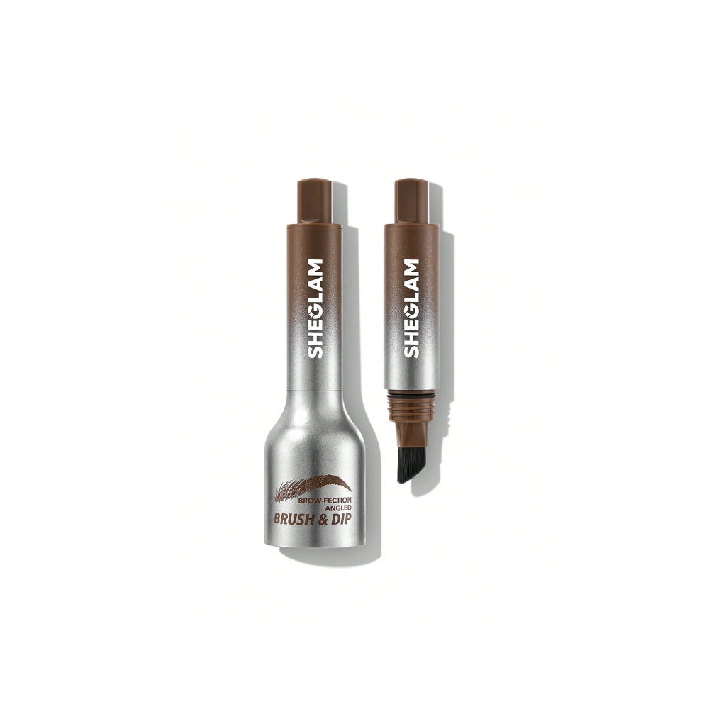 SHEGLAM Brow-Fection Angled Brush & Dip Taupe with angled brush for natural microbladed brows

