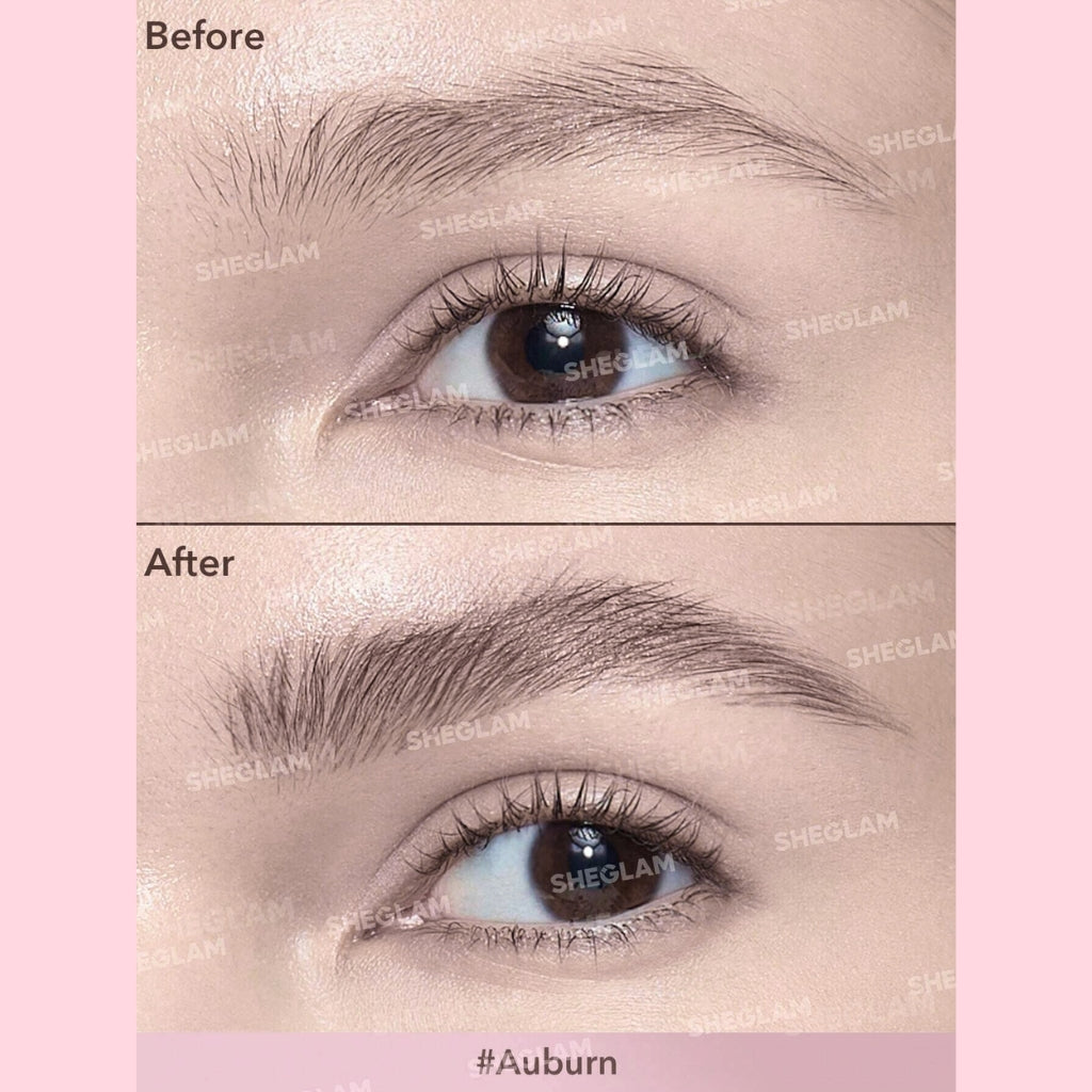 SHEGLAM Brow-Fection Angled Brush & Dip Auburn with angled brush for natural warm microbladed brows
