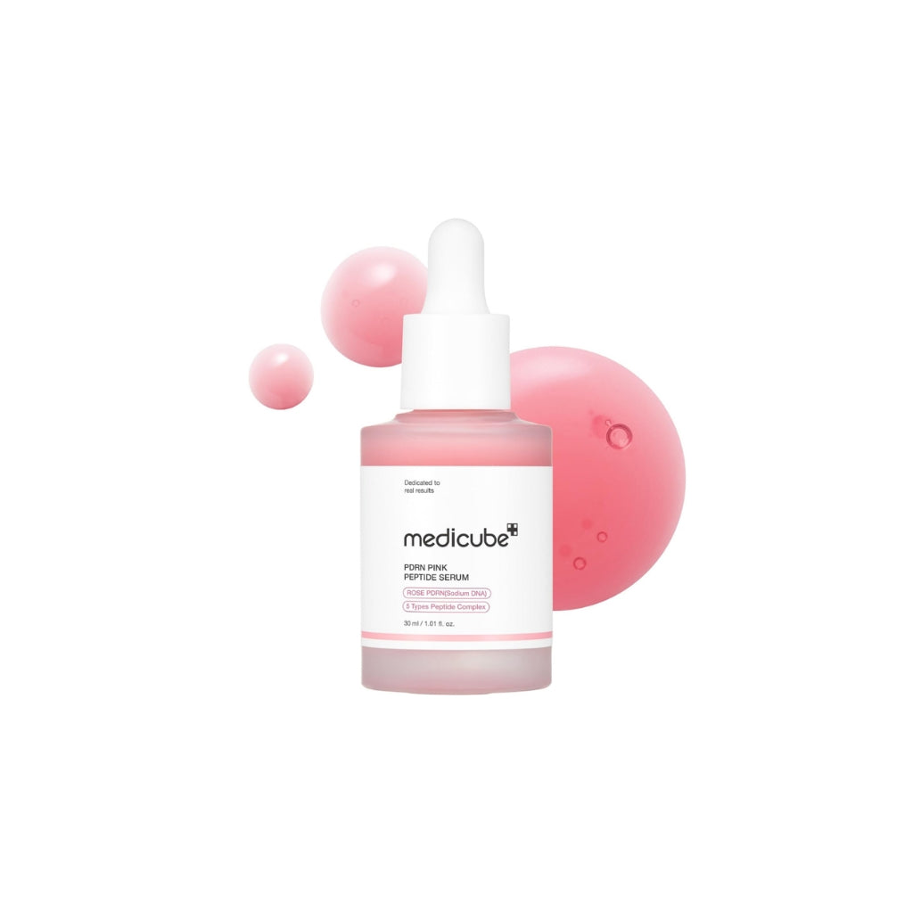 medicube PDRN Pink Peptide Glow Serum 30ml – Korean serum with PDRN, peptides and niacinamide for radiance and firmer-looking skin.

