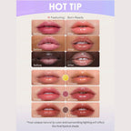 Close-up of SHEGLAM Glass Lock Air Gloss. Transfer-resistant lip gloss with glass-like mirror shine, hydrating water-based texture, and self-sealing film for long-lasting, non-sticky glossy lips.
