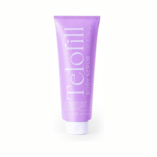 Telofill Body Scrub – Milk & Smart – 250g – Exfoliating Scrub with Sea Salt & Licorice – Milk & Honey Fragrance – Skin Brightening & Softening
