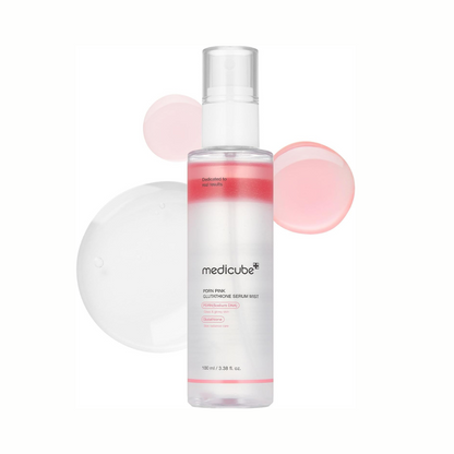 Medicube PDRN Pink Glutathione Serum Mist – Korean face mist for glowing skin with DNA and Glutathione – 100ml hydrating spray for bright, glass skin effect.
