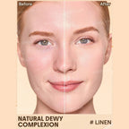 SHEGLAM Dew & Done Skin Tint with SPF20 in Linen shade, dewy light-to-medium coverage skin tint tube on a clean background.
