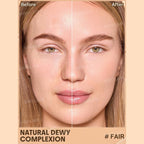 SHEGLAM Dew & Done Skin Tint with SPF20 in Fair shade, dewy light-to-medium coverage skin tint tube on a clean background.
