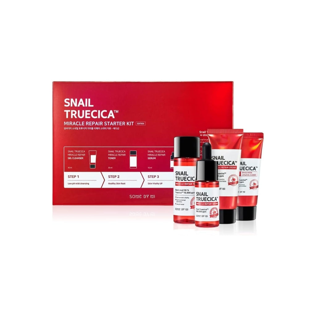 SOME BY MI Snail Truecica Miracle Repair Starter Kit 4-piece travel set (cleanser, toner, serum, cream)
