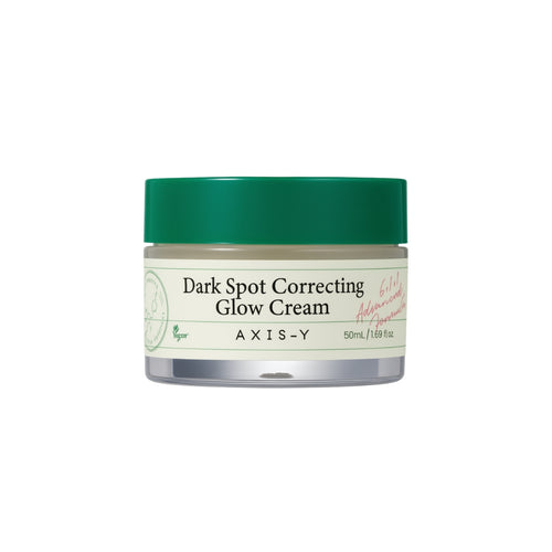 AXIS-Y Dark Spot Correcting Glow Cream 50ml jar, brightening moisturizer with 5% niacinamide, 2% alpha-arbutin and ceramide NP.
