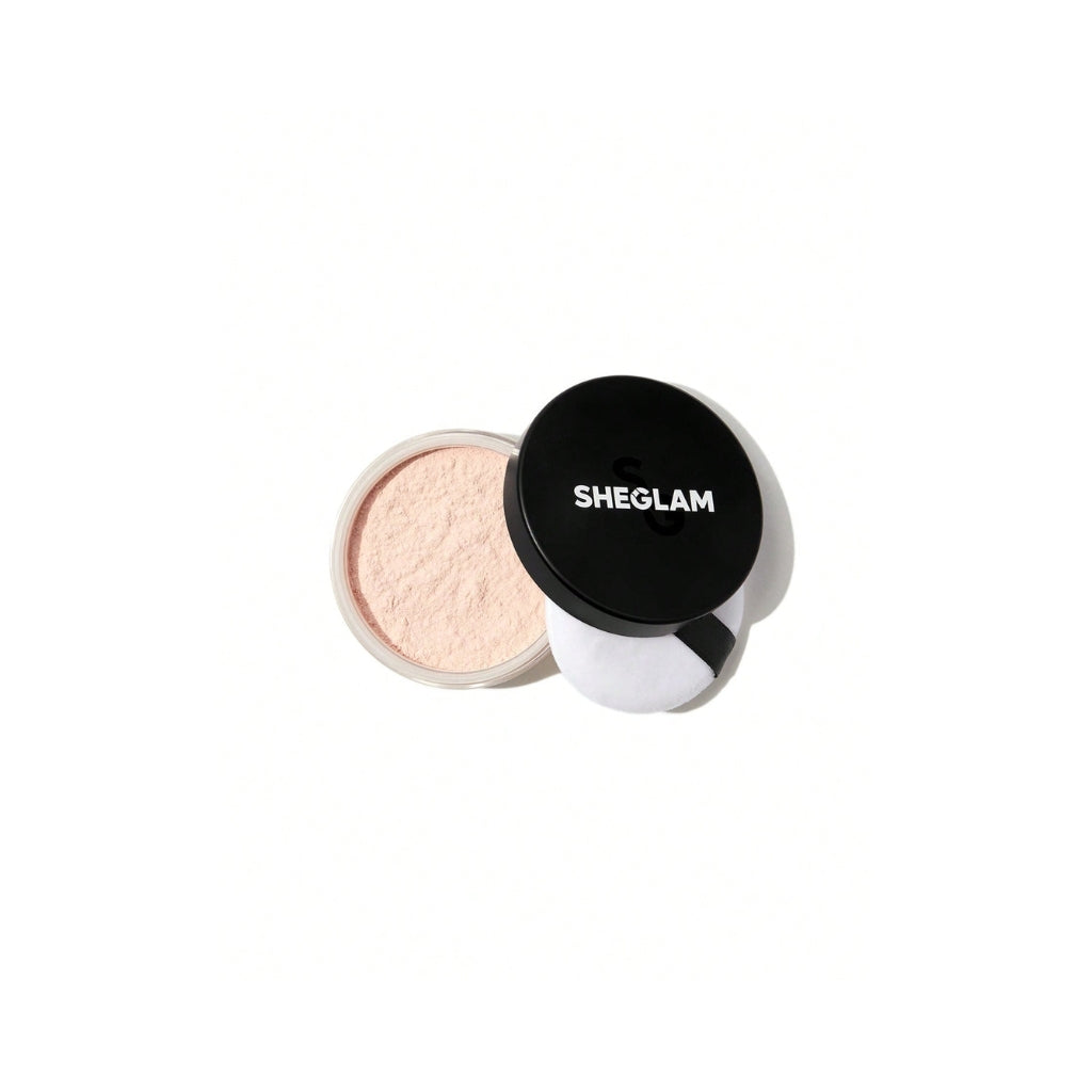 SHEGLAM Baked Glow Setting Powder in Light Pink, loose setting powder for oil control and a soft blurring finish.
