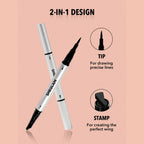 SHEGLAM Wing It Waterproof Liner Duo in Black with wing stamp and precision tip for long-wearing waterproof, smudge-proof eyeliner.
