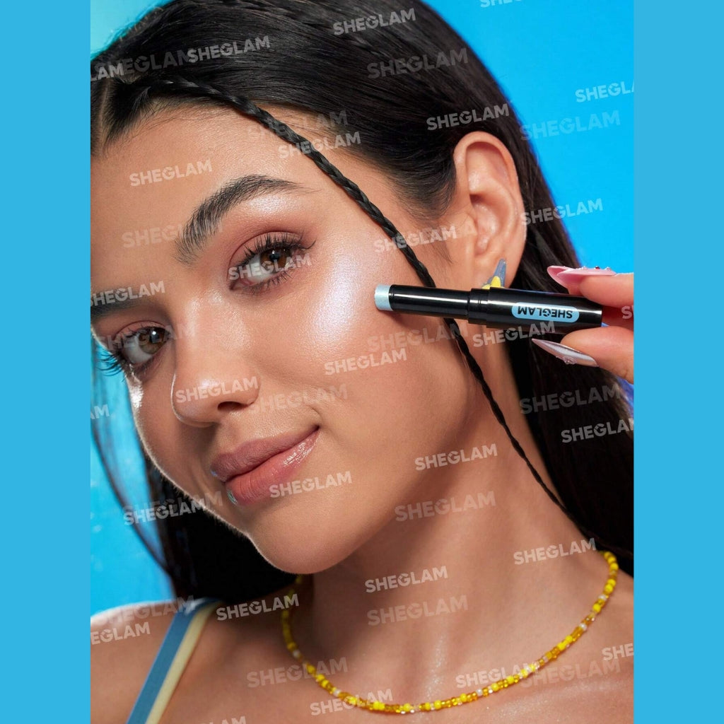 The Powerpuff Girls X SHEGLAM Power-Noia Shimmer Stick in shade Everything Nice, a limited-edition multi-use highlighter stick for face and eyes.
