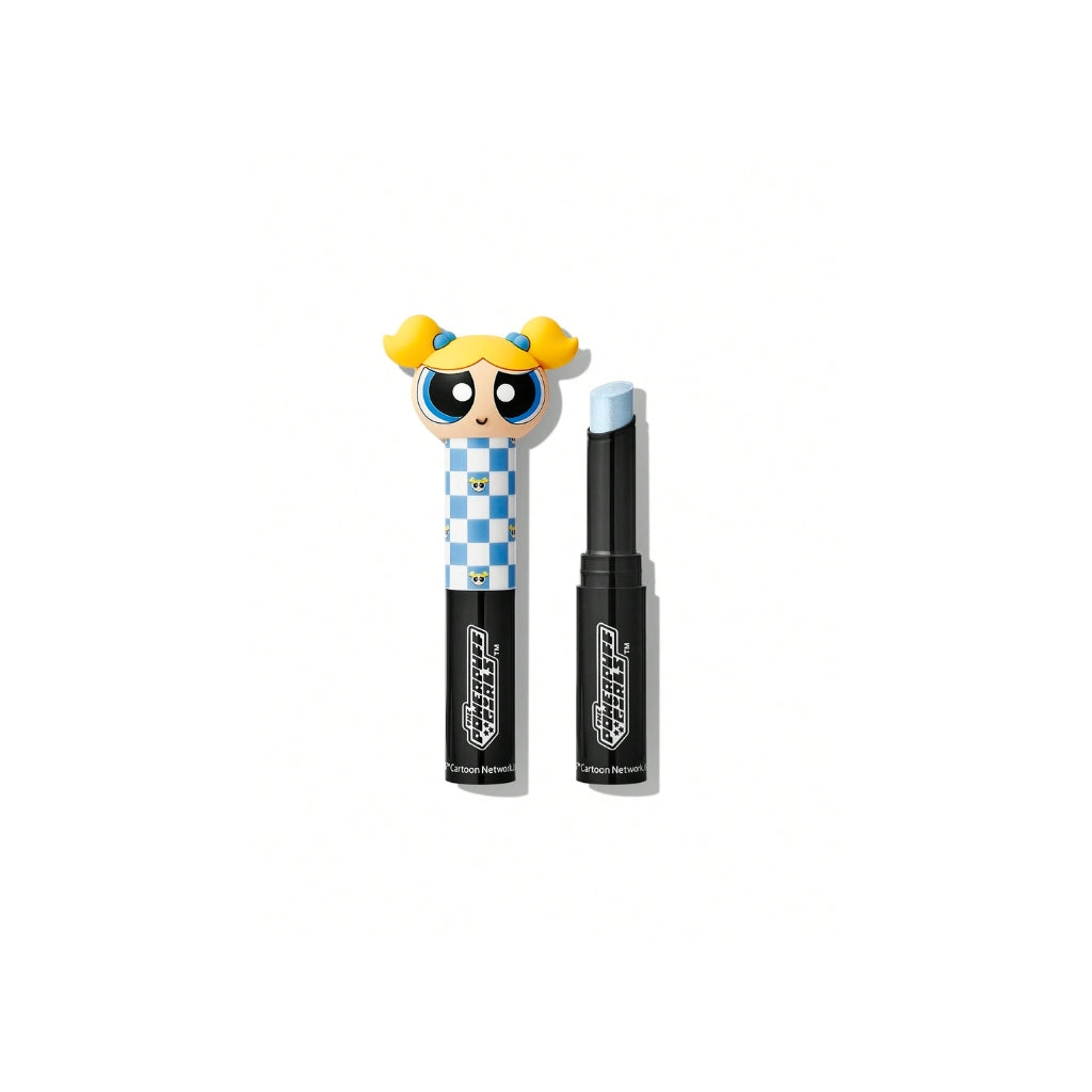 The Powerpuff Girls X SHEGLAM Power-Noia Shimmer Stick in shade Everything Nice, a limited-edition multi-use highlighter stick for face and eyes.

