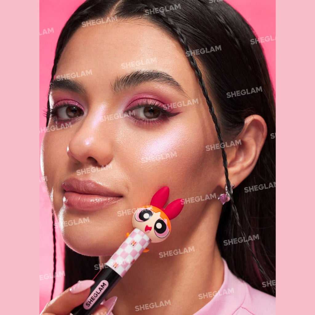 The Powerpuff Girls X SHEGLAM Power-Noia Shimmer Stick in Sugar, water-based shimmer highlighter stick for face and eyes
