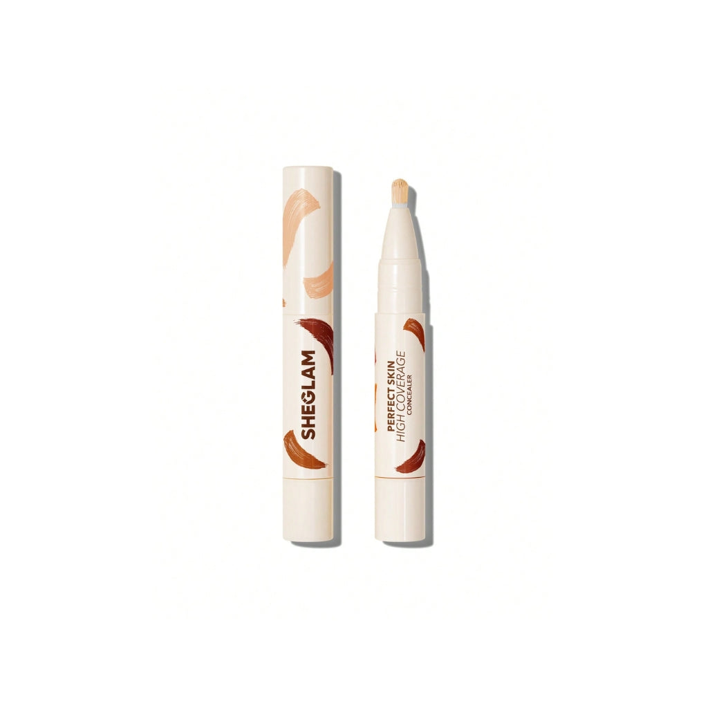 SHEGLAM Perfect Skin High Coverage Concealer in Linen shade, high coverage liquid concealer with applicator.
