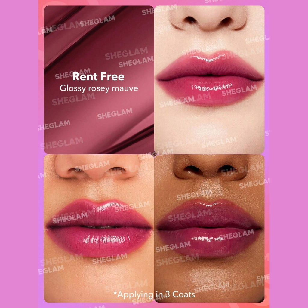 SHEGLAM Mirror Kiss High-Shine Lipstick in Rent Free (glossy rosey mauve), 2.9g
