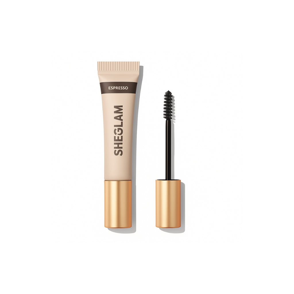 SHEGLAM Hold 'Em Up Tinted Brow Gel in Espresso shade (6g), tinted brow gel with spoolie wand for flexible hold and fuller-looking brows.
