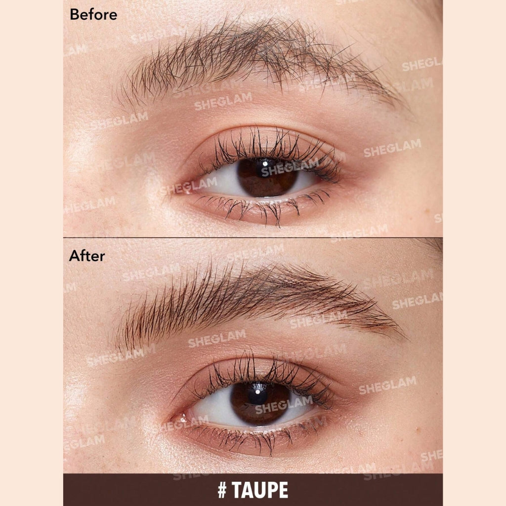 SHEGLAM Hold 'Em Up Tinted Brow Gel in Taupe (6g) - tinted eyebrow gel for natural-looking definition and flexible long-lasting hold
