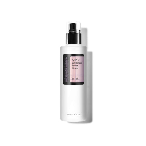 COSRX AHA 7 Whitehead Power Liquid 100ml water-based exfoliating toner with 7% glycolic acid (AHA) to help clear whiteheads, smooth texture and boost radiance
