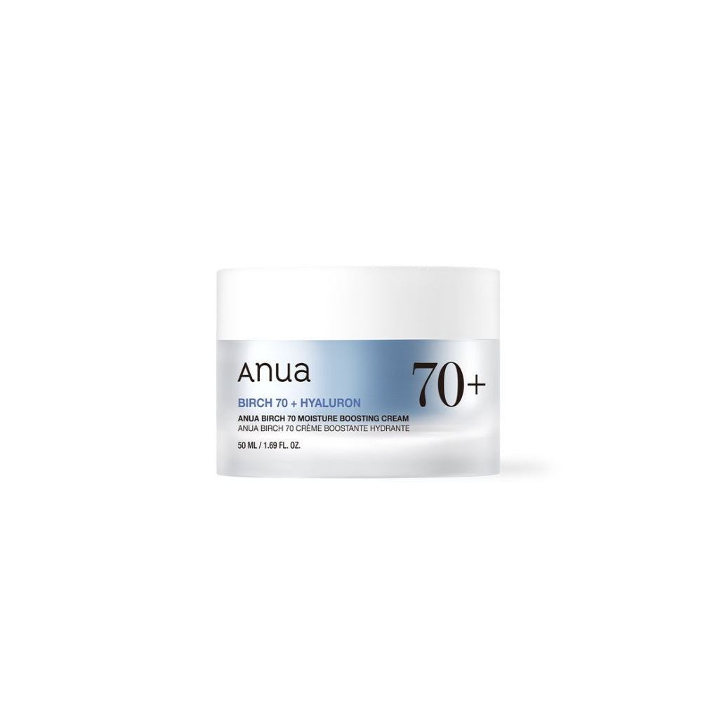 Anua Birch 70 + Hyaluron Moisture Boosting Cream 50ml hydrating face moisturizer with birch water and hyaluronic acid.
