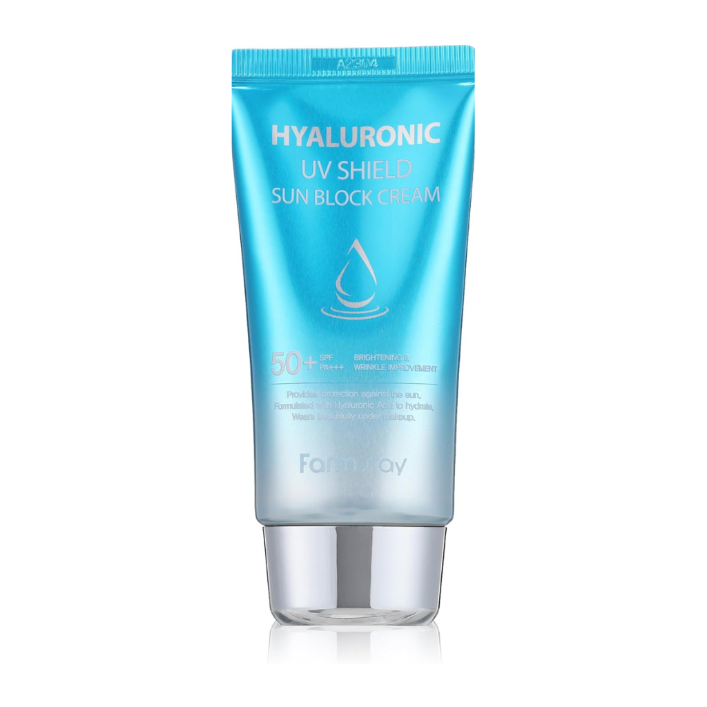 Farmstay Hyaluronic UV Shield Sun Block Cream – 70g | SPF50+ Korean sunscreen with hyaluronic acid for hydration and daily sun protection
