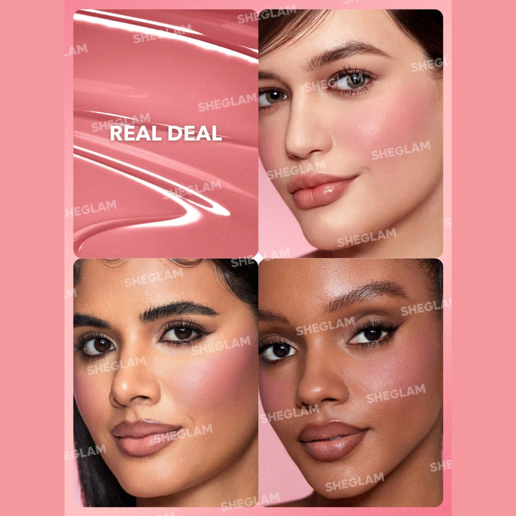SHEGLAM Color Bloom Liquid Blush in Real Deal with sponge-tip applicator for buildable matte cheek color.
