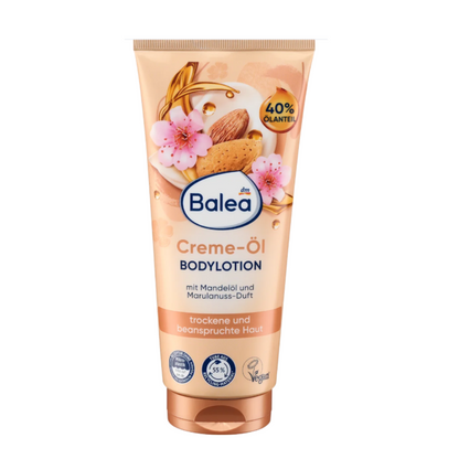 Balea Creme-Öl Bodylotion – Almond Oil & Marula Scent – Deep Moisture – 200ml | German fast-absorbing lotion for dry skin with elegant fragrance
