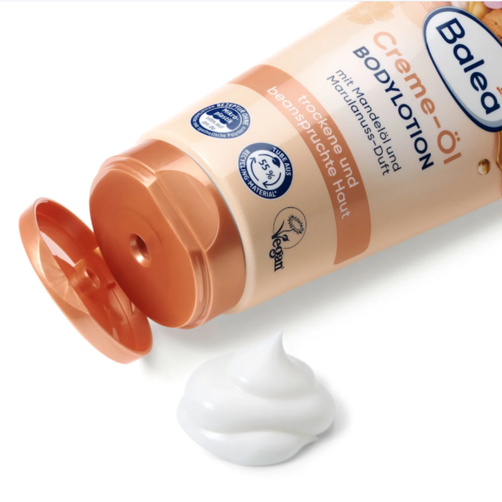 Balea Creme-Öl Bodylotion – Almond Oil & Marula Scent – Deep Moisture – 200ml | German fast-absorbing lotion for dry skin with elegant fragrance
