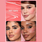 SHEGLAM Color Bloom Liquid Blush in Hot Topic with sponge-tip applicator for buildable soft-matte cheek color.
