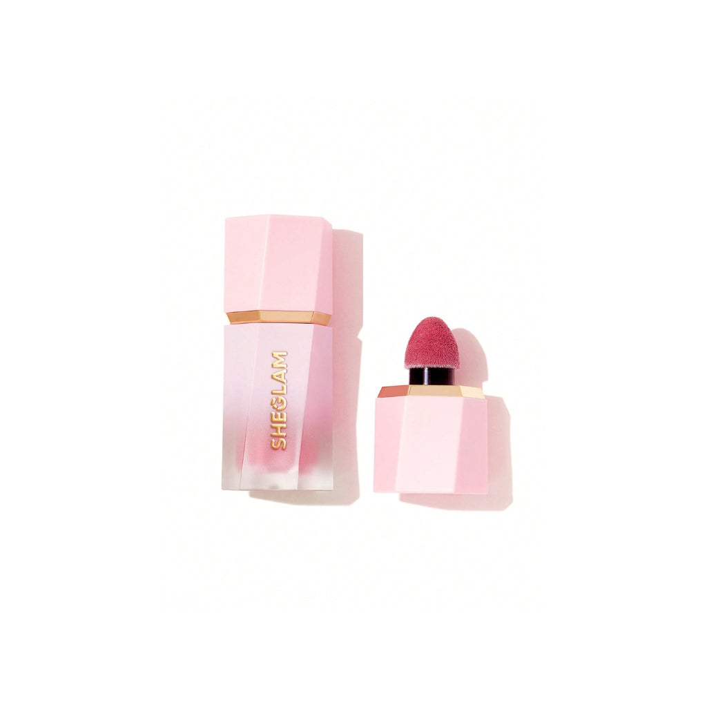 SHEGLAM Color Bloom Liquid Blush in On Point with sponge-tip applicator for buildable cheek color.
