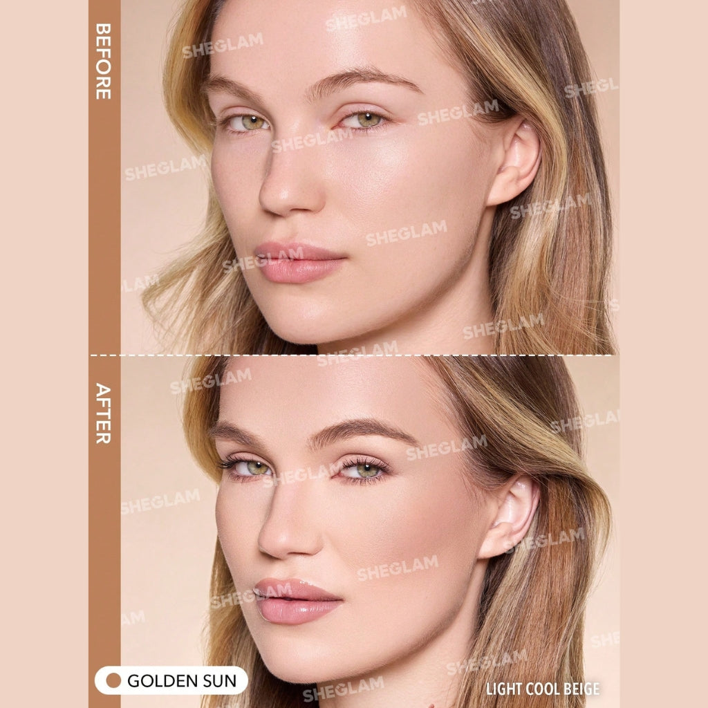 SHEGLAM Sun Beam Matte Liquid Bronzer in Golden Sun shade - buildable liquid matte bronzer for face sculpting and a natural sun-kissed look.
