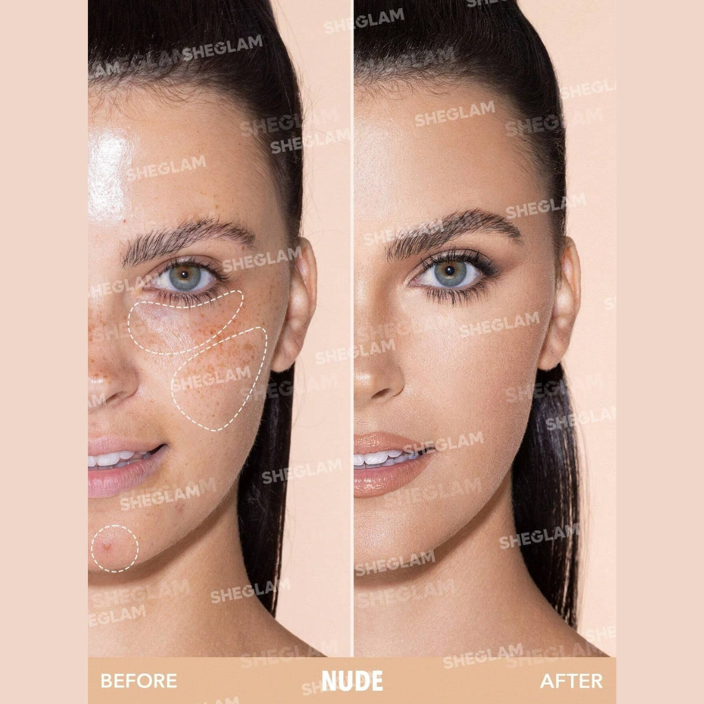 SHEGLAM Like Magic 12HR Full Coverage Concealer in Nude shade with a soft matte finish
