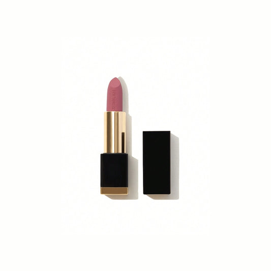 SHEGLAM Matte Allure Lipstick – Rendevous, rosewood romantic rose-red matte bullet lipstick with a velvety finish in a sleek tube on a clean background.
