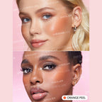 SHEGLAM Color Bloom Liquid Blush in Orange Peel with sponge-tip applicator for buildable cheek color.
