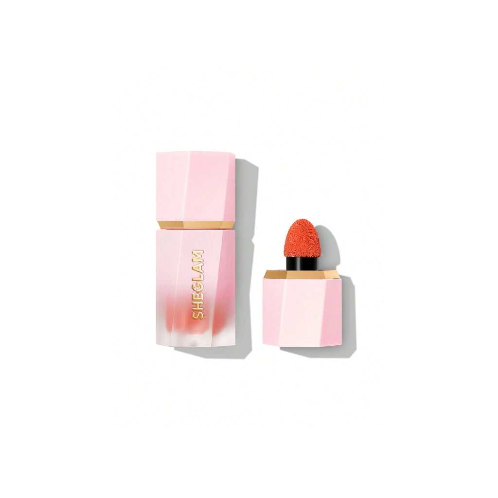 SHEGLAM Color Bloom Liquid Blush in Orange Peel with sponge-tip applicator for buildable cheek color.
