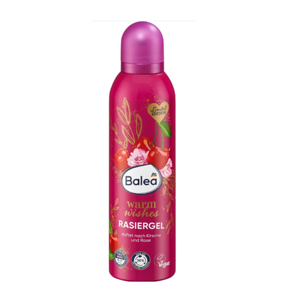 Balea Warm Wishes Shaving Gel – Limited Edition – 150ml | Cherry and rose scented German shaving gel for smooth and hydrated skin
