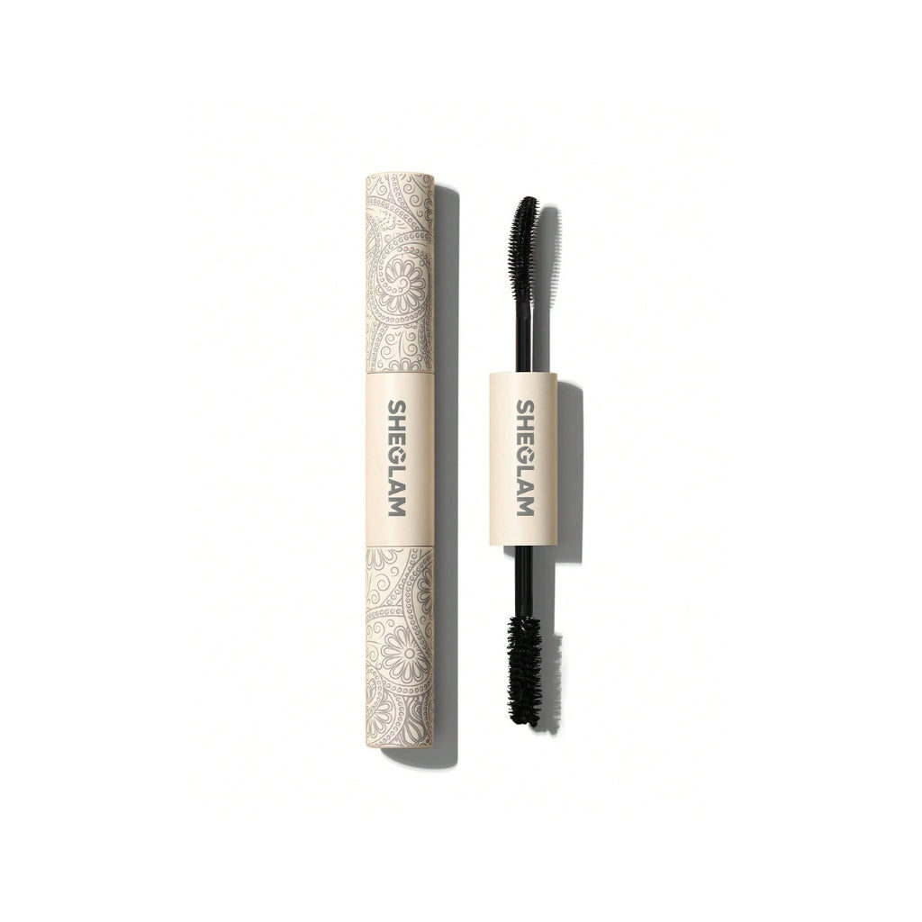 SHEGLAM All-In-One Volume & Length Mascara in Washable Black with a dual-ended brush for customizable length and volume.
