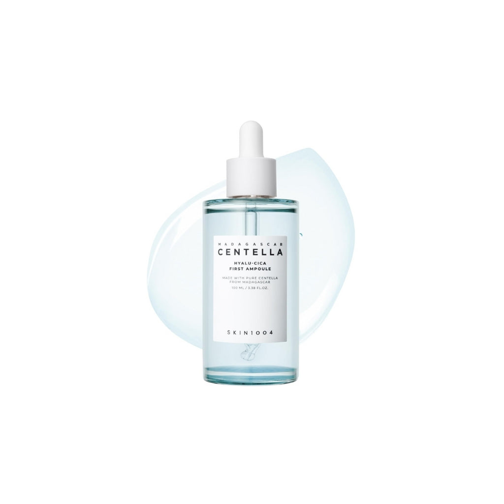 SKIN1004 Madagascar Centella Hyaluronic Acid First Ampoule 50ml bottle, watery hydrating Korean serum for sensitive skin.
