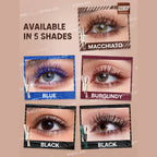 SHEGLAM All-In-One Volume & Length Mascara in Waterproof Macchiato (coffee-brown) with dual-ended brush for buildable volume and length.
