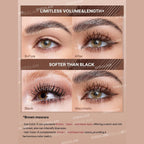 SHEGLAM All-In-One Volume & Length Mascara in Waterproof Macchiato (coffee-brown) with dual-ended brush for buildable volume and length.
