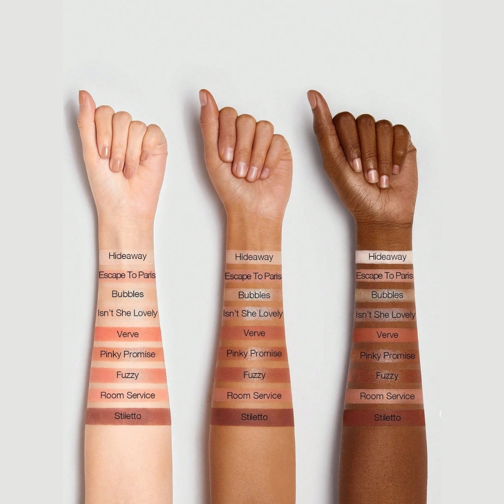 SHEGLAM Rose Code Eyeshadow Palette with 9 rose and peach shades in matte, shimmer and glitter finishes.
