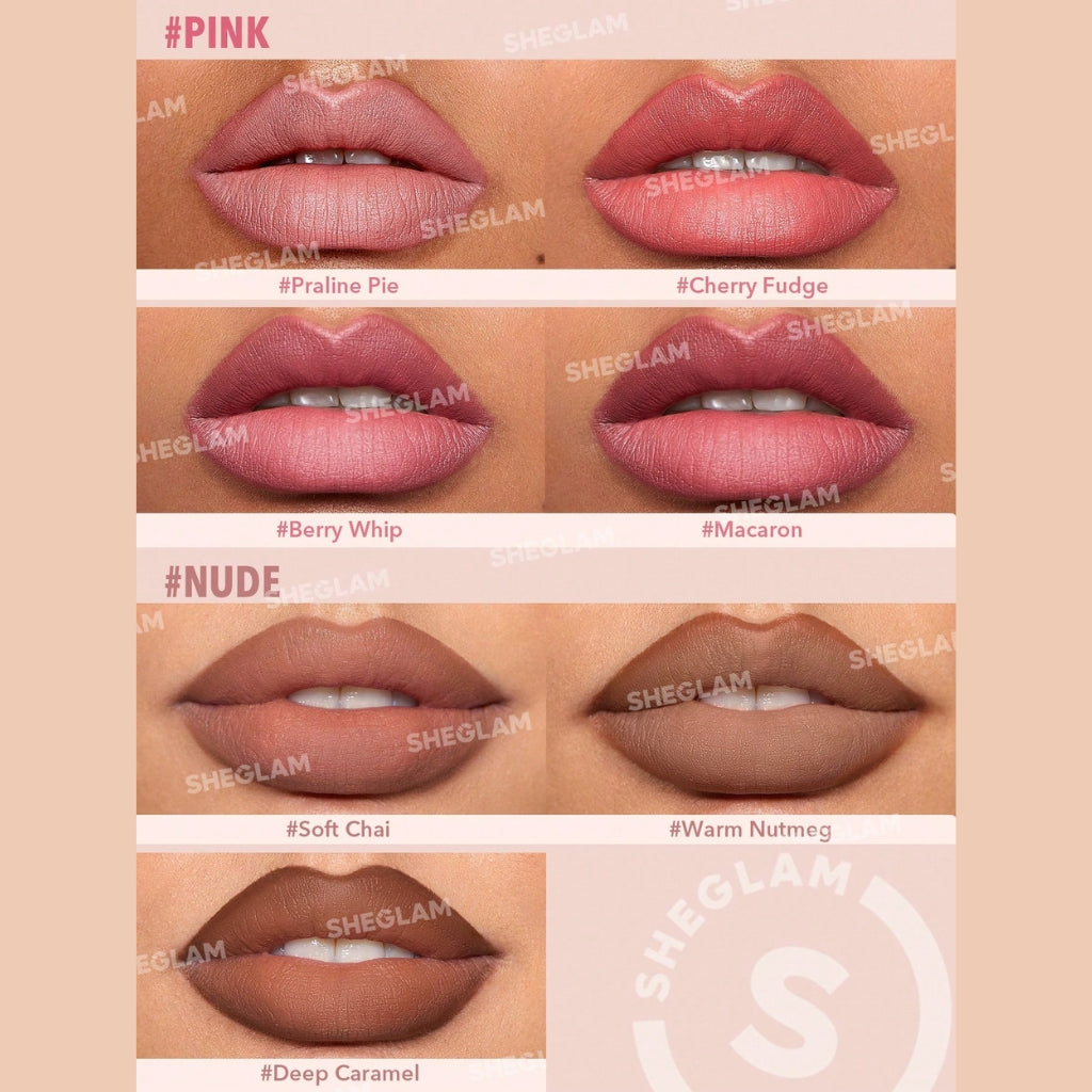 SHEGLAM Glam 101 Lipstick & Liner Duo in Warm Nutmeg (matte lipstick with matching liner).
