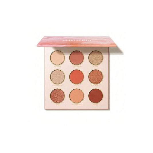 SHEGLAM Rose Code Eyeshadow Palette with 9 rose and peach shades in matte, shimmer and glitter finishes.
